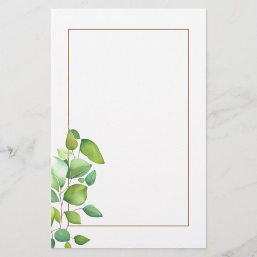 Papeterie Aquarelle vert eucalyptus feuillage vert (Devant)