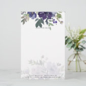 Papeterie Aquarelle violette florale personnalisée (Debout devant)