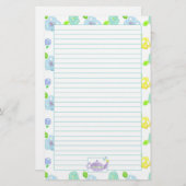 Papeterie Aquarelle violette Teapot Liné (Devant / Derrière)