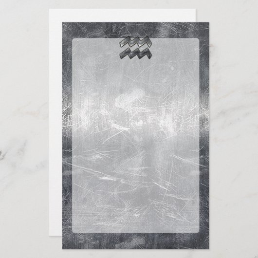 Papeterie Aquarius Symbole Grunge Distressed Silver Steel (Devant / Derrière)