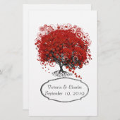 Papeterie Arbre à feuilles de coeur rouge (Devant / Derrière)