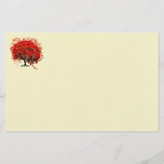 Papeterie Arbre à feuilles en forme de cœur rouge rustique t (Devant)