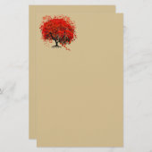 Papeterie Arbre à fleurs rousses du coeur sur jaune (Devant / Derrière)