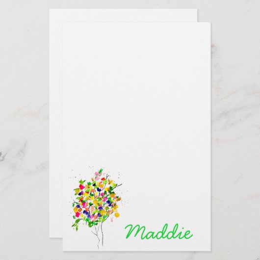 Papeterie Arbre abstrait couleur aquarelle (Devant / Derrière)