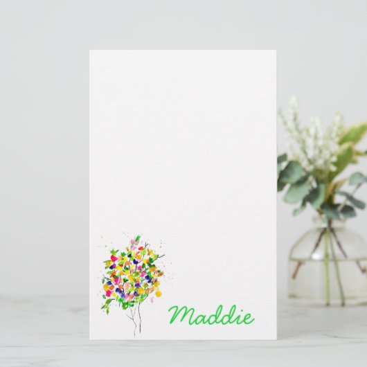 Papeterie Arbre abstrait couleur aquarelle (Debout devant)