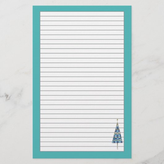 Papeterie Arbre de Noël Bleu Gris Fête (Devant)