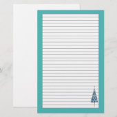 Papeterie Arbre de Noël Bleu Gris Fête (Devant / Derrière)