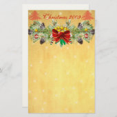 Papeterie Arbre de Noël rouge avec des étoiles et de la pape (Devant / Derrière)