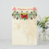 Papeterie Arbre de Noël Rouge étoiles Damas défoncé Garland (Debout devant)