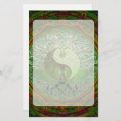 Papeterie Arbre de Yin Yang de vert de la vie (Devant / Derrière)