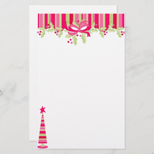 Papeterie Arbre et stockage de Noël rayé stationnaires (Devant / Derrière)