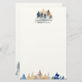 Papeterie Arbres À feuillage persistant rustiques Monogramme (Devant / Derrière)