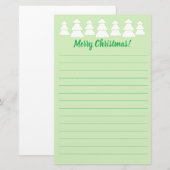 Papeterie Arbres blancs Joyeux Papier à lettres de Noël (Devant / Derrière)