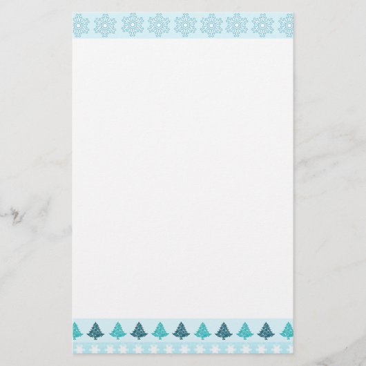 Papeterie Arbres de Noël et flocons de neige (Devant)