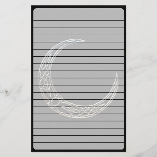 Papeterie Argent et croissant de lune de Celtic de noir (Devant)