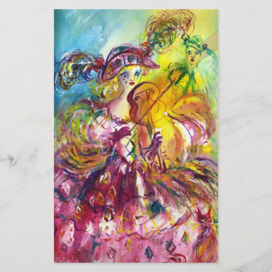 Papeterie ARLECCHINA VIOLINIST / Soirée Carnaval vénitien (Dos)