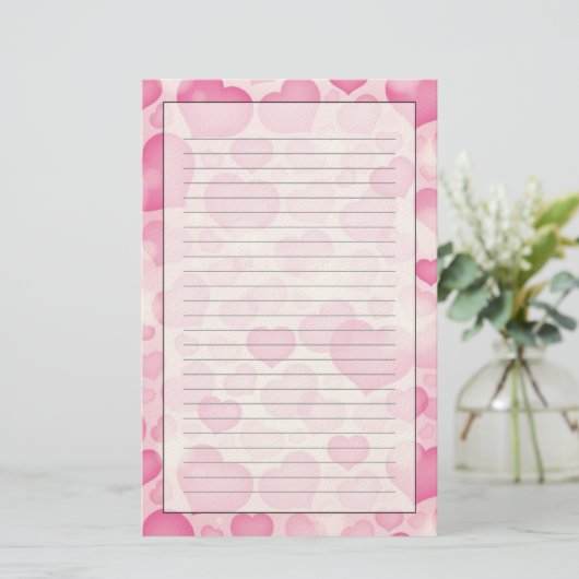 Papeterie Arrière - plan aux coeurs (Debout devant)