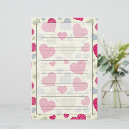 Papeterie Arrière - plan de coeurs (Debout devant)