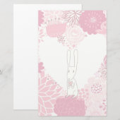 Papeterie Arrière - plan floral romantique avec le lapin (Devant / Derrière)