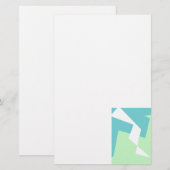 Papeterie Art Abstrait Turquoise Bleu Vert (Devant / Derrière)