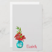 Papeterie Art de l'aquarelle des Berries rouges (Devant / Derrière)