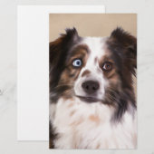 Papeterie Art de peinture à l'huile de chien berger australi (Devant / Derrière)