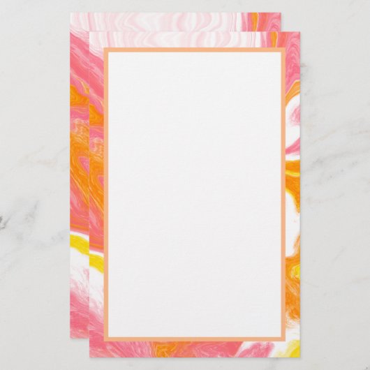 Papeterie Art fluide rose et orange (Devant / Derrière)