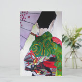 Papeterie Art japonais Geisha avec kimono et parapluie (Debout devant)