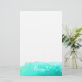 Papeterie Art moderne adorable aquarelle bleue personnalisée (Debout devant)