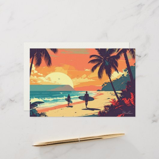 Papeterie Art tropical aloha vierge (Devant/Arrière en situation)