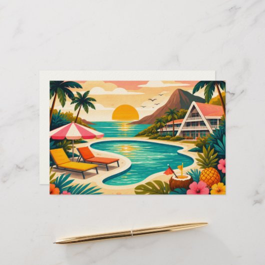 Papeterie Art tropical aloha vierge (Devant/Arrière en situation)
