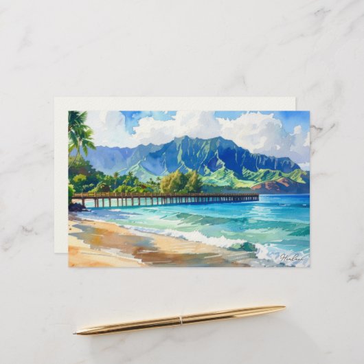 Papeterie Art tropical aloha vierge (Devant/Arrière en situation)