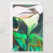 Papeterie Arum Lily aquarelle peinture originale (Devant / Derrière)