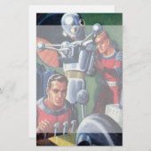 Papeterie Astronautes vintages de la science-fiction fixant (Devant / Derrière)