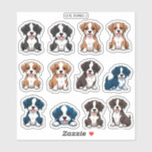 Papeterie autocollants chiots mignons (Feuille)