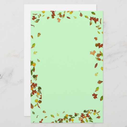 Papeterie AUTOMNE / FEUILLES D'AUTOMNE, Vert (Devant / Derrière)