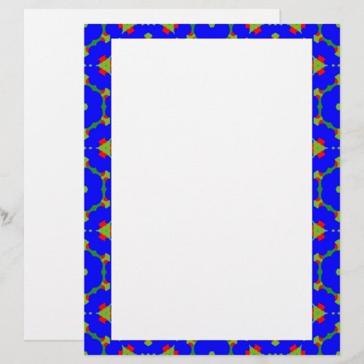 Papeterie avec Bleu Août Bordure (Devant / Derrière)