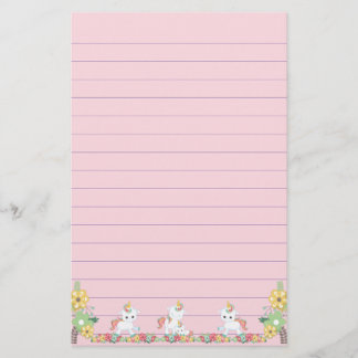 Papeterie avec motif floral Licorne Rose