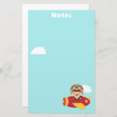 Papeterie Aventure mignonne d'avion de garçon d'aviateur (Devant / Derrière)