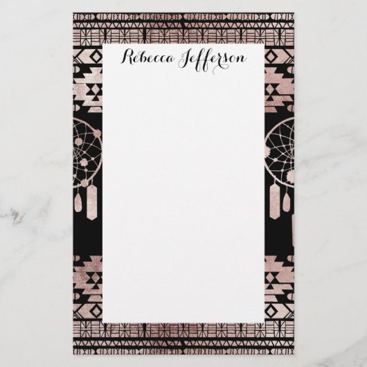 Papeterie Aztèque tribal d'or rose de Dreamcatcher sur le (Devant)