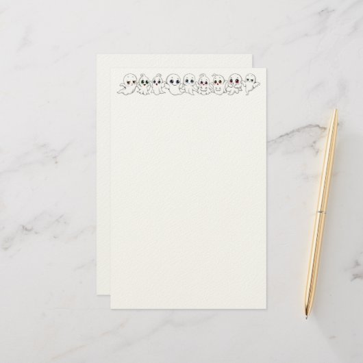 Papeterie Baby Ghosts Éffrayant mignon Halloween humeur (Devant/Arrière en situation)