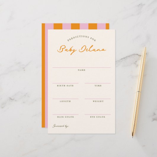 Papeterie Baby Predictions Shower Guessing Game (Devant/Arrière en situation)