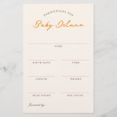 Papeterie Baby Predictions Shower Guessing Game (Devant)