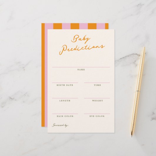 Papeterie Baby Predictions Shower Guessing Game (Devant/Arrière en situation)