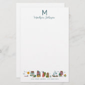 Papeterie Baby shower bleu côtier Monogramme (Devant / Derrière)