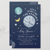 Papeterie Baby shower budgétaire Invitation de la planète sp (Devant / Derrière)