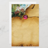 Papeterie BABY SHOWER COLORÉ Parchemin Brown Ruby Monogramme (Devant / Derrière)