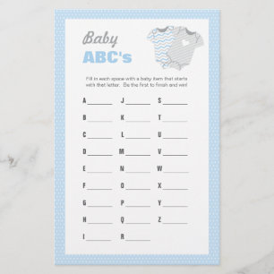 Papeterie Baby shower de carrosserie ABC jeu - bleu