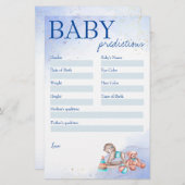 Papeterie Baby shower prédiction jeu bleu bébé garçon (Devant / Derrière)