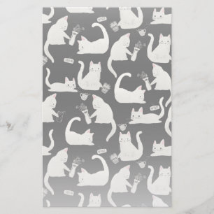 Papeterie Bad Cats Knocking Stuff Over, White Cats on Black